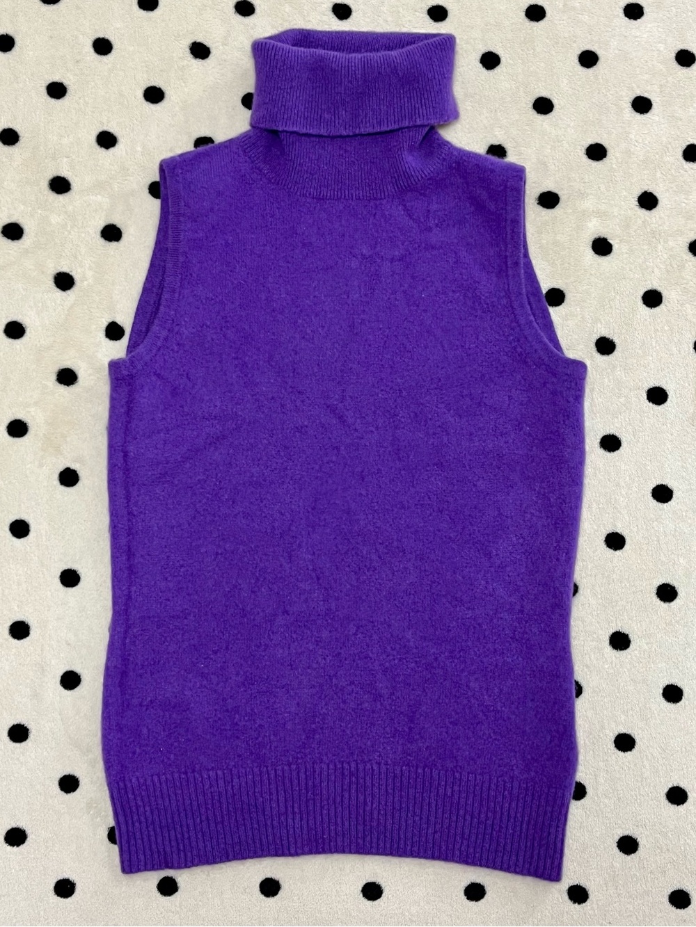 Sutton Cashmere Purple Sleeveless Turtleneck Sweater Vest Size XS